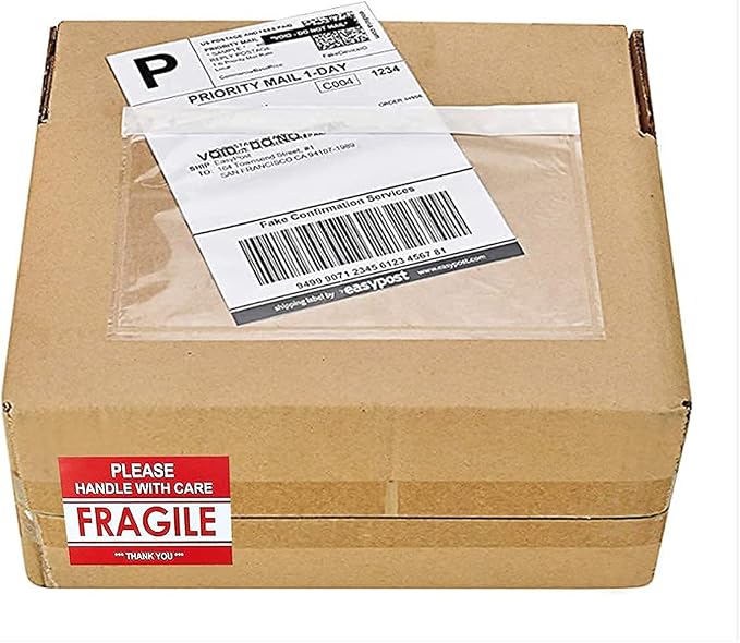 LabelMore 200 pcs 6" x 9" Clear Plastic Adhesive Packing List Envelope Mailing - Image 7