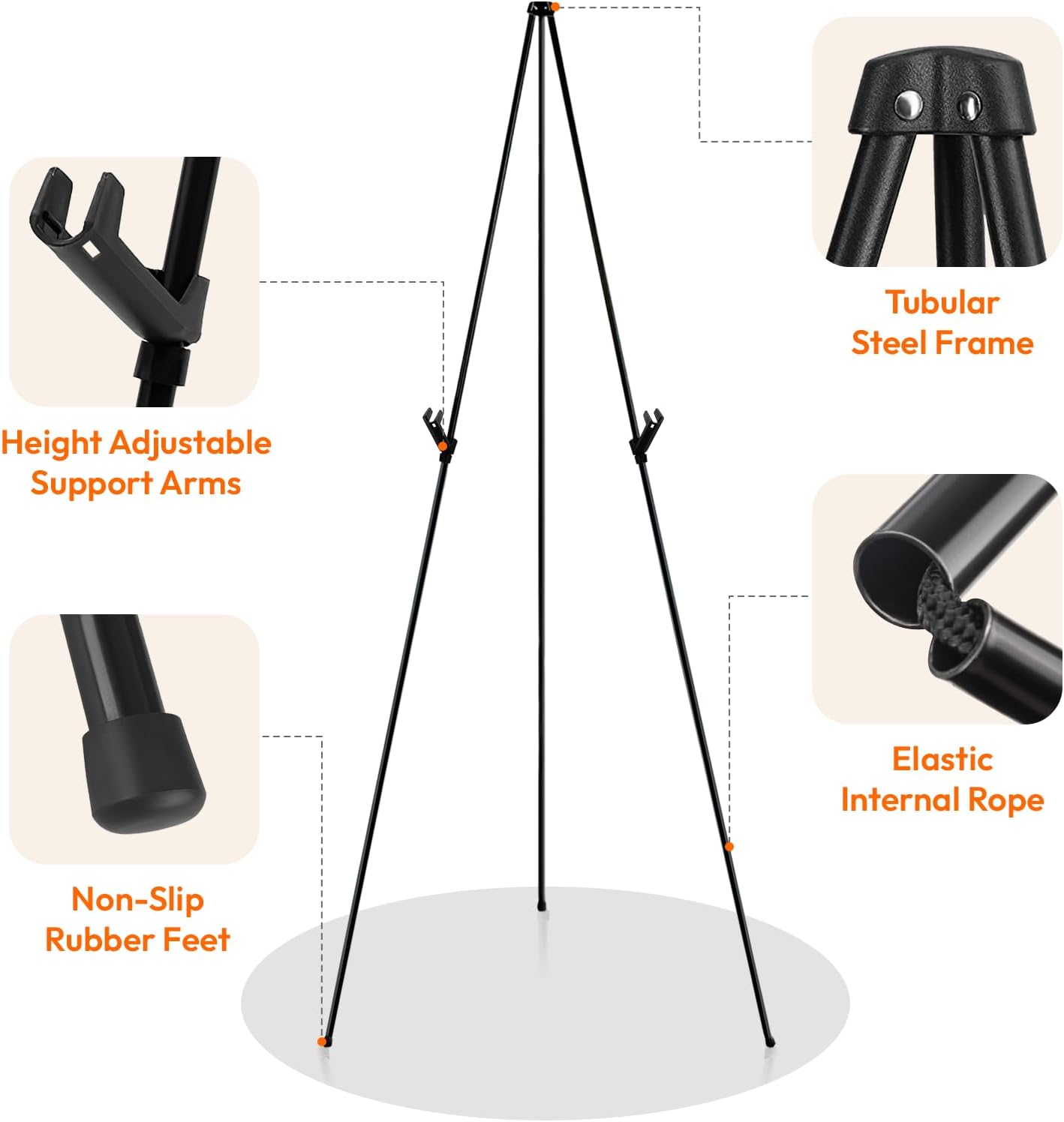 4PCS Black Easel Stand for Wedding Sign Stand, 66 Inch Adjustable Metal Easels for Display, Portable Folding Easel for Wedding, Display Show, Arts, Poster with Portable Bags