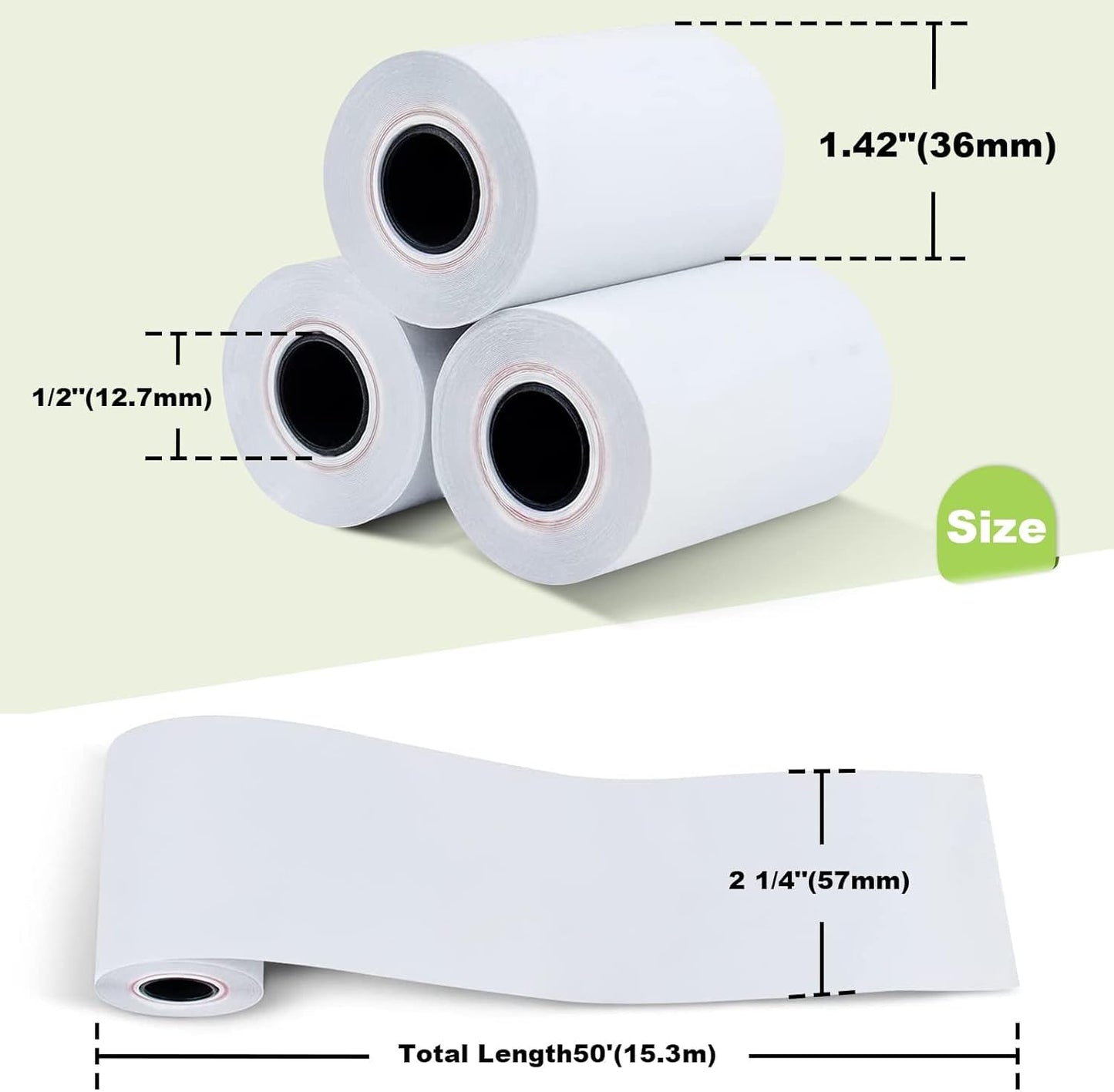 MFLABEL 2 1/4" x 50' Thermal Receipt Papers, 10 Rolls per Carton, 48g Weight, Biodegradable, Coated, POS Cash Register Paper