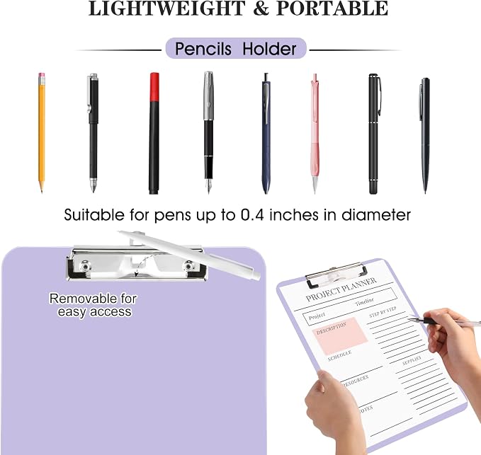 2 PCS Purple Clipboard with Pen Holder, Standard A4 Letter Size, Nursing Clip - Image 2