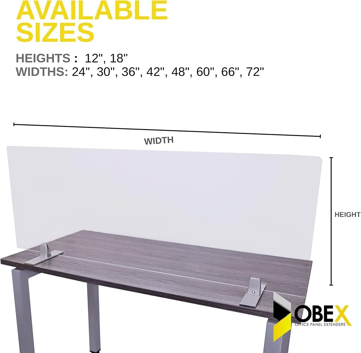 OBEX Acrylic Free Standing Screen, Divider for Desk Privacy Home & Office Partitions for Table Top Workstation, Portable Cubicle Panel for Work, 18" x 24", Clear