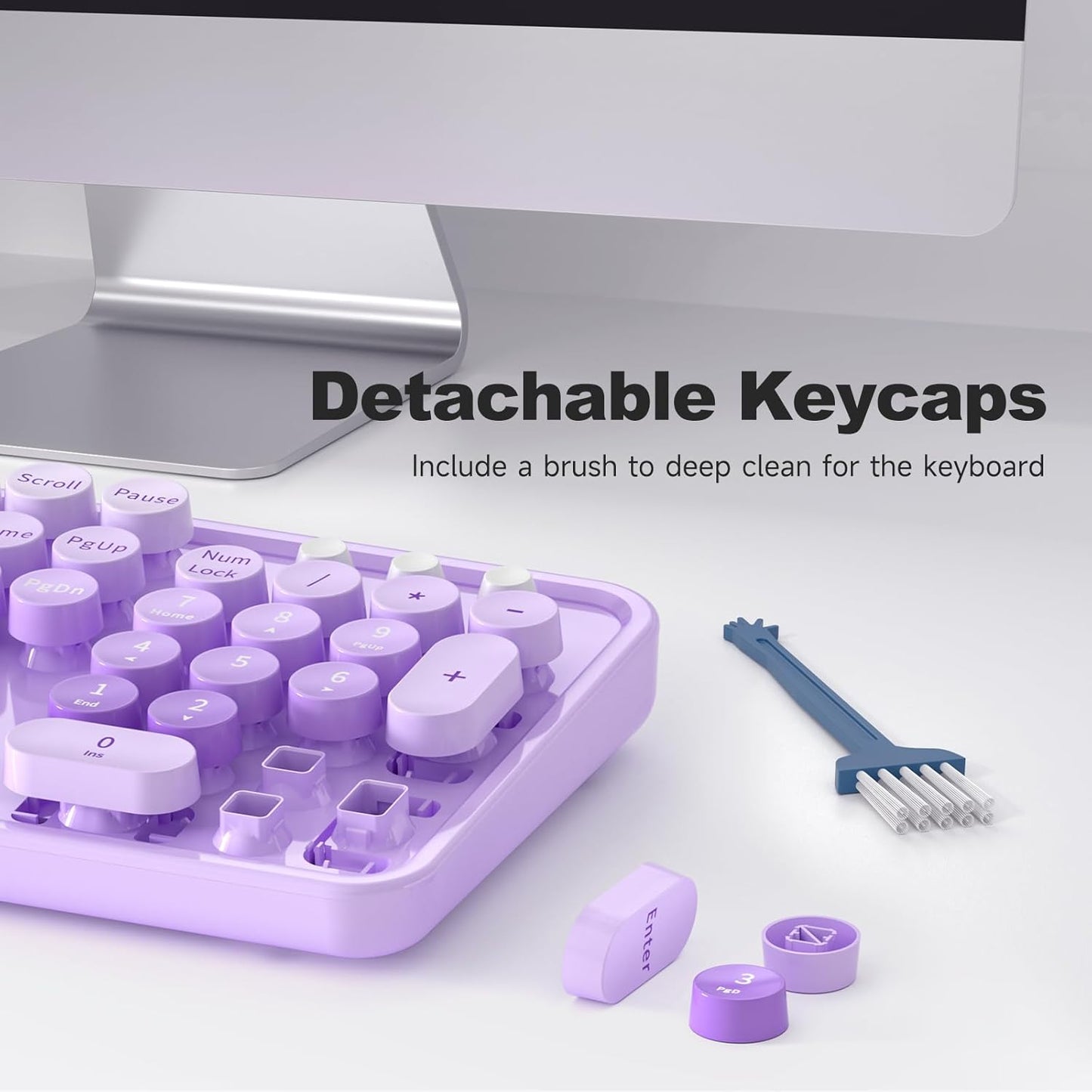 Large Print Keyboard, USB Wired Computer Keyboard, Full Size Keyboard with Number Pad for PC Laptop Desktop Windows 7 8 10 11 (Purple Colorful)