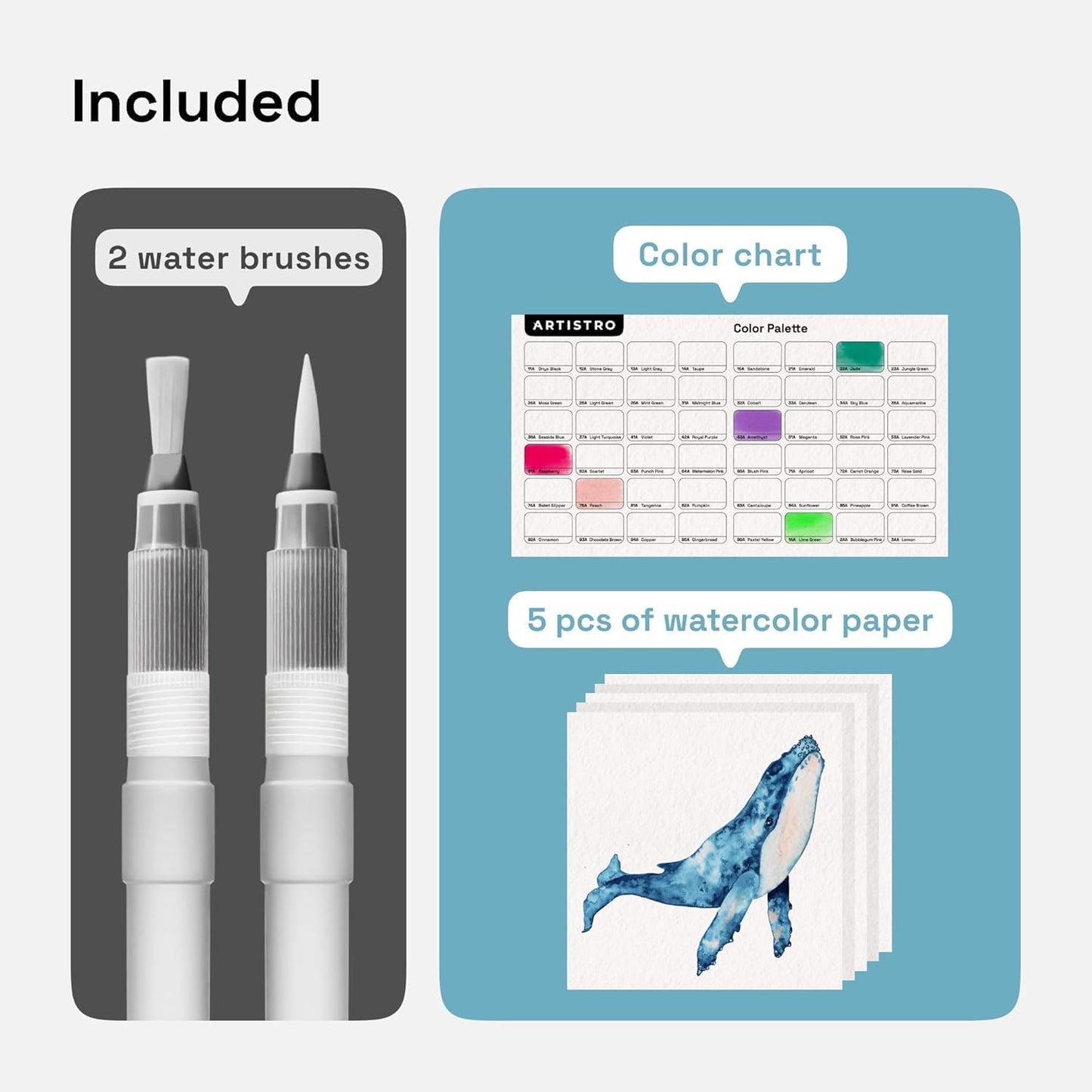 ARTISTRO 48 Watercolor Markers with Flexible Paint Brush Pens for Pros & Beginners - Consistent, Smooth, Bright, Washable, Non-Toxic, Ideal for Coloring, Calligraphy, & Manga