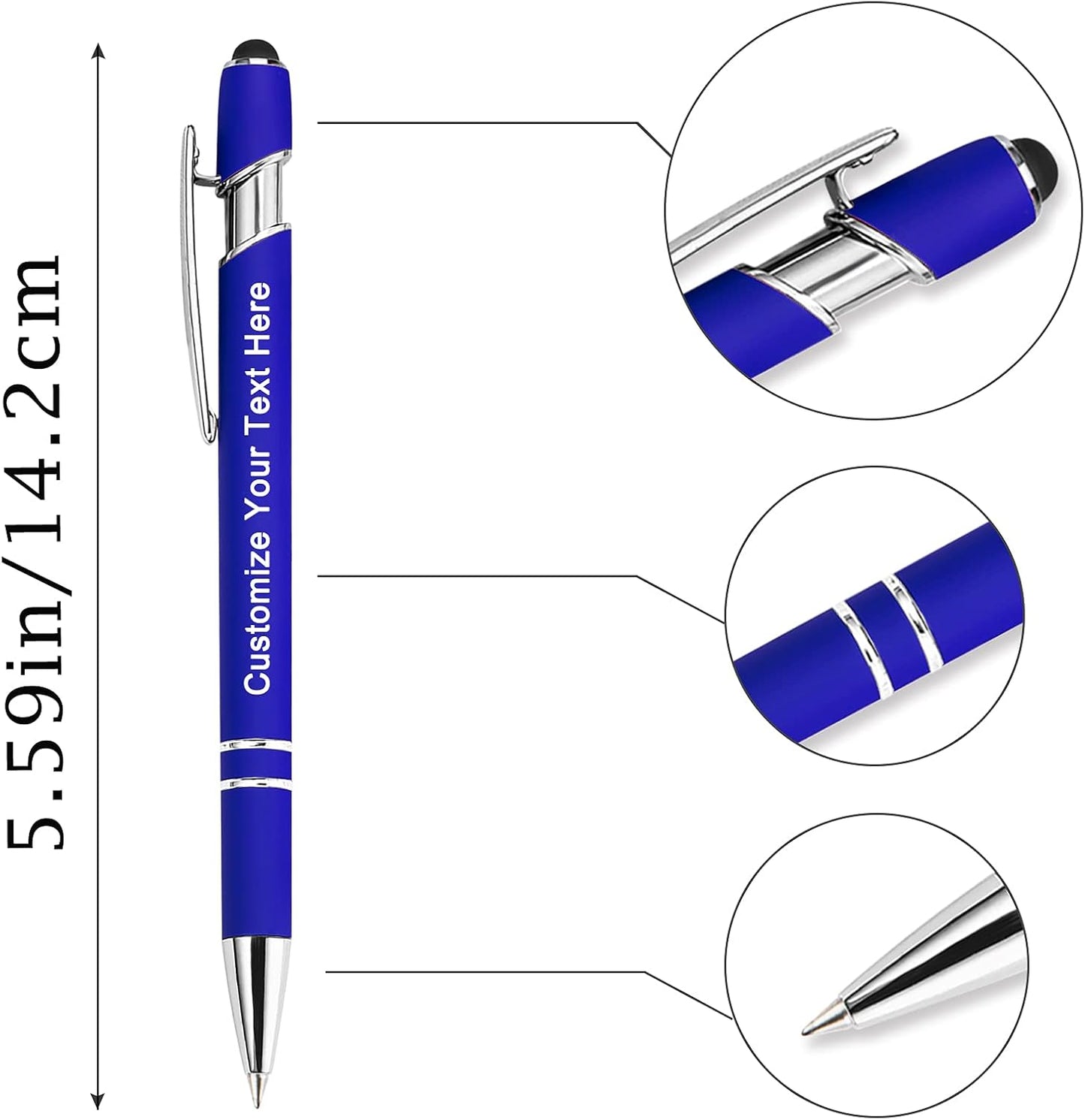 Max 500 Pcs Personalized Pens Bulk, Custom Pens with Free Engraving, Customized Stylus Tip Ballpoint Pen with Your Name Massage Text for School Office Business Graduation Anniversaries-200 Packs