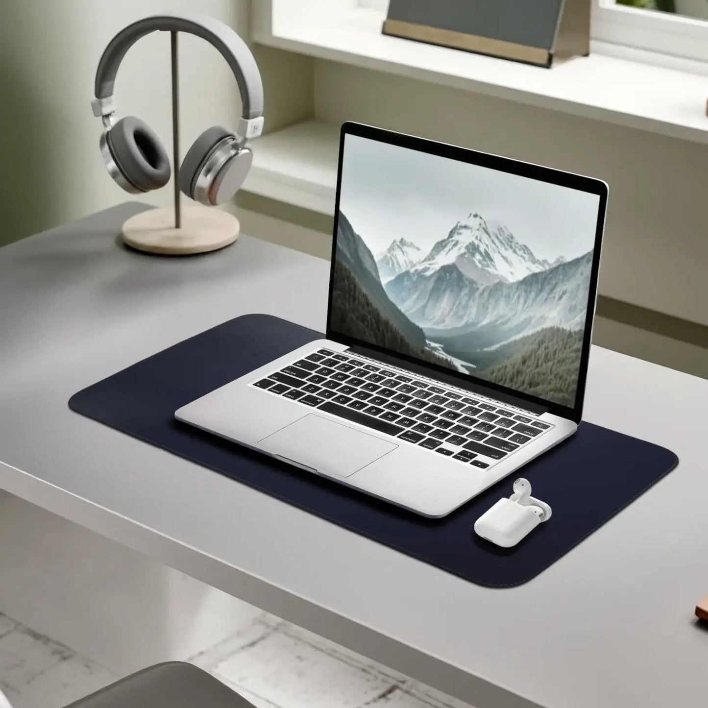 Leather Desk Pad – Premium Leather Desk Mat for Office and Home, Elegant Desk Mat and Writing Pad Maruse - Navy Blue