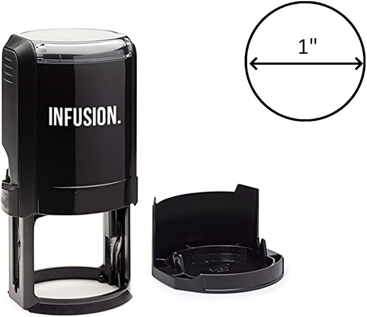 Infusion Custom Text Round Self-Inking Rubber Stamp (1" Diameter) - Up to 2 Lines with Circle Border