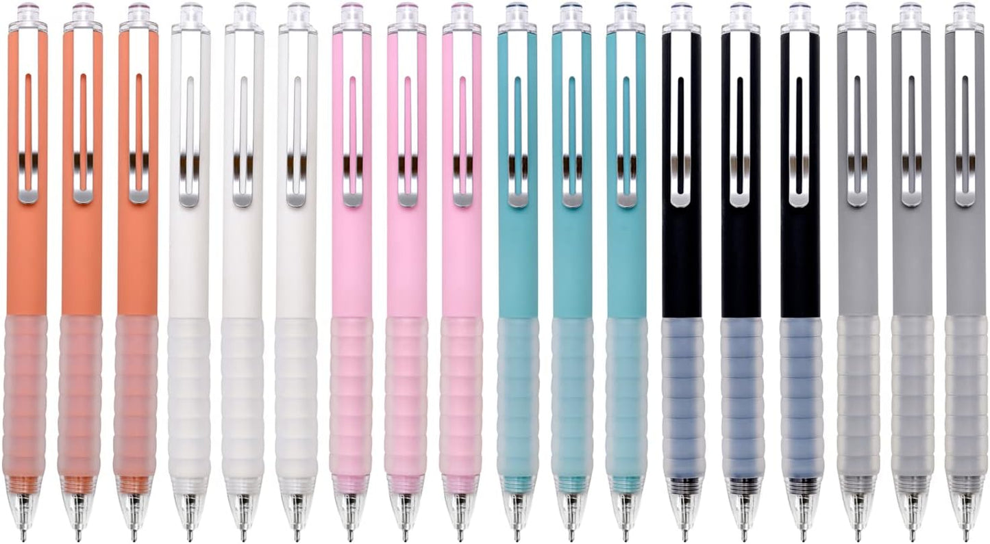 Linbsunne Ballpoint Pens Medium Point 1mm Black Ink Work Pen with Super Soft Grip Ball Point Pen for Men Women Retractable Office Pens (Silver Clip-18 count)