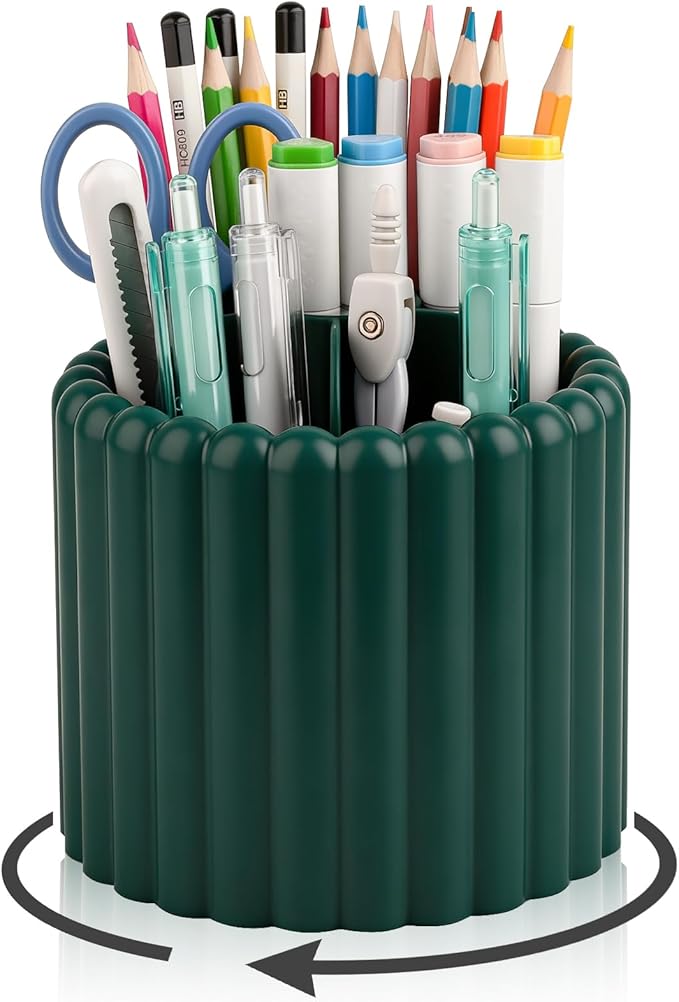 Anyoifax 360° Rotating Pen Holder 7 Slots Desk Organizer Removable Pencil Cup by Anyoifax