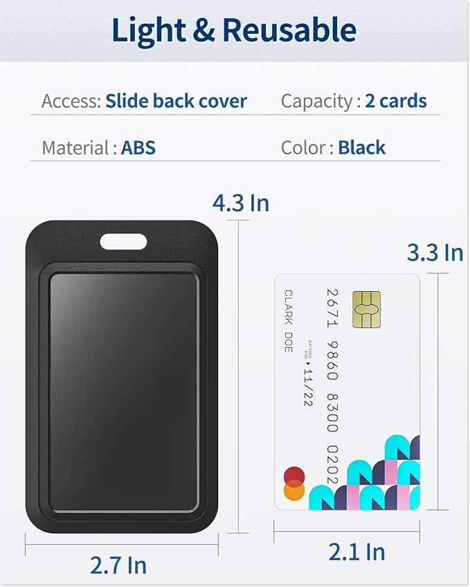 Uniclife 1 Pack Sliding ID Badge Holder Hard Black Vertical Plastic Card Case - Image 5