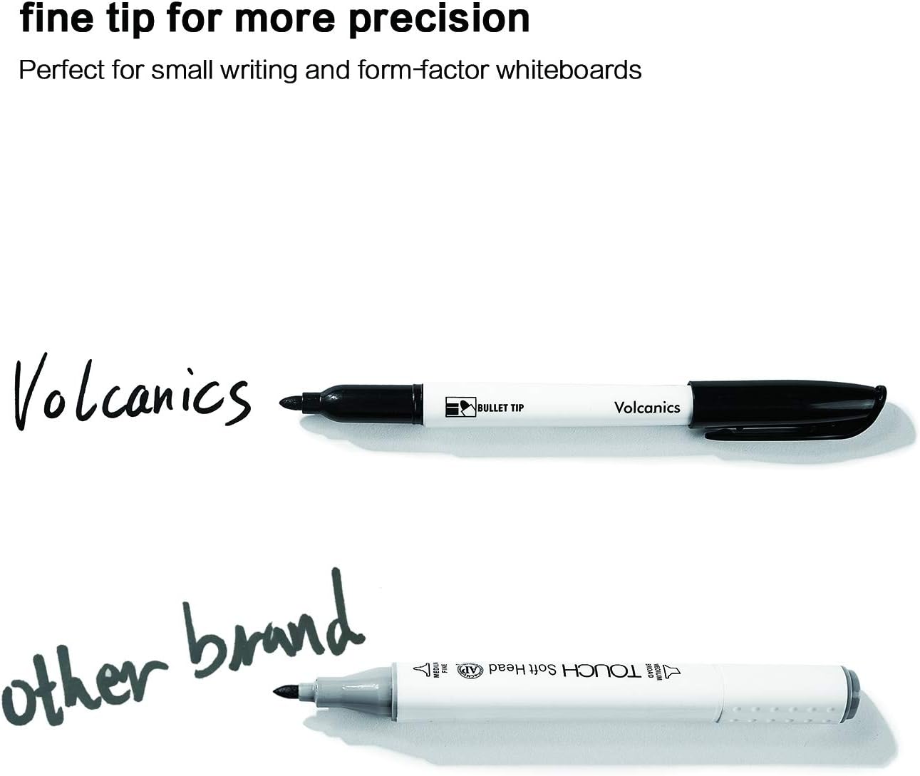 Volcanics Black Dry Erase Markers Low Odor Fine Whiteboard Markers Thin Box of 125