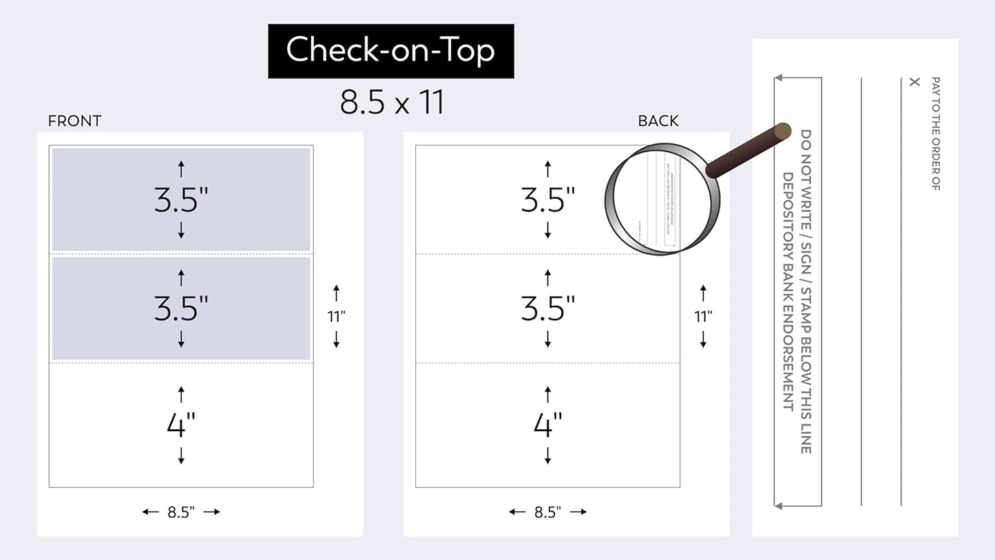 Compuchecks Check on Top Blank Check Paper - 1000 Pack, Quick-Books & Laser Printer Compatible - Security Business Checks with Voucher - 8.5" x 11" Green Diamond