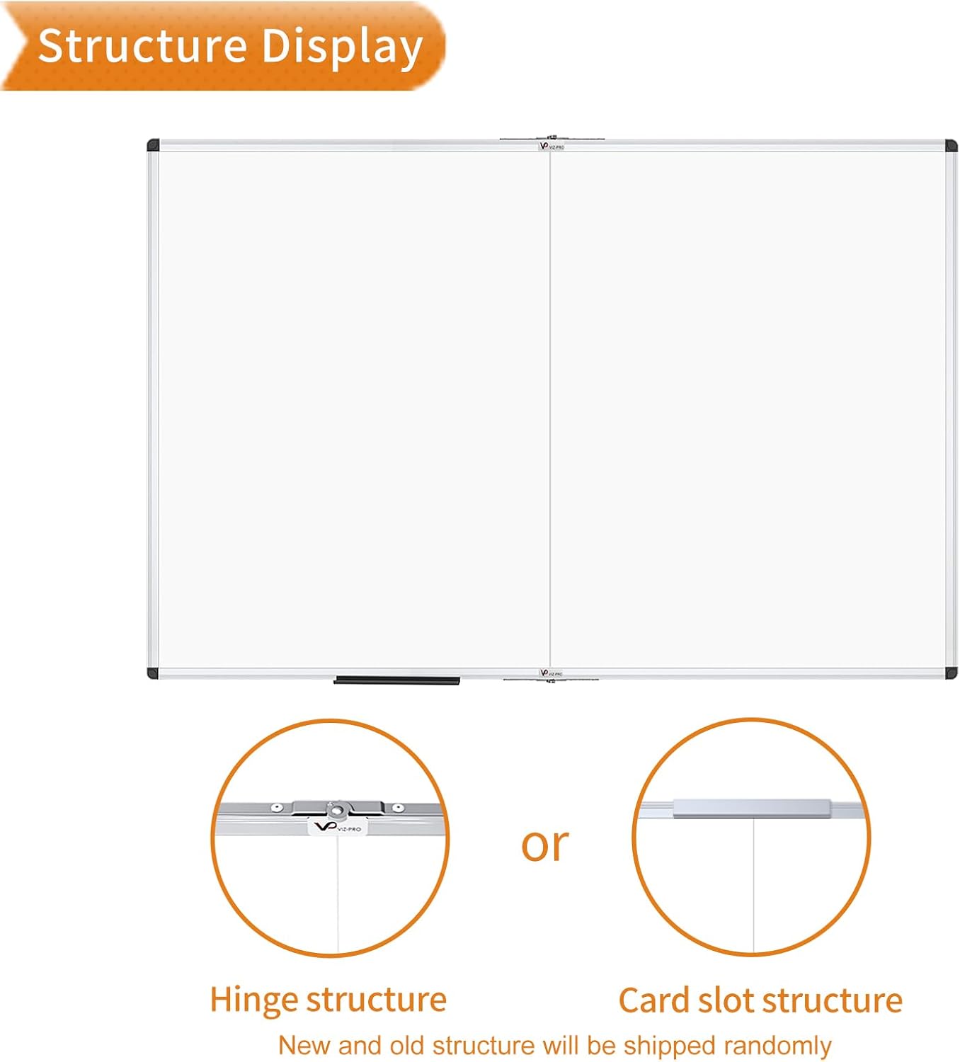VIZ-PRO Large Dry Erase White Board/Magnetic Foldable Whiteboard, 48 X 48 Inches, Silver Aluminium Frame
