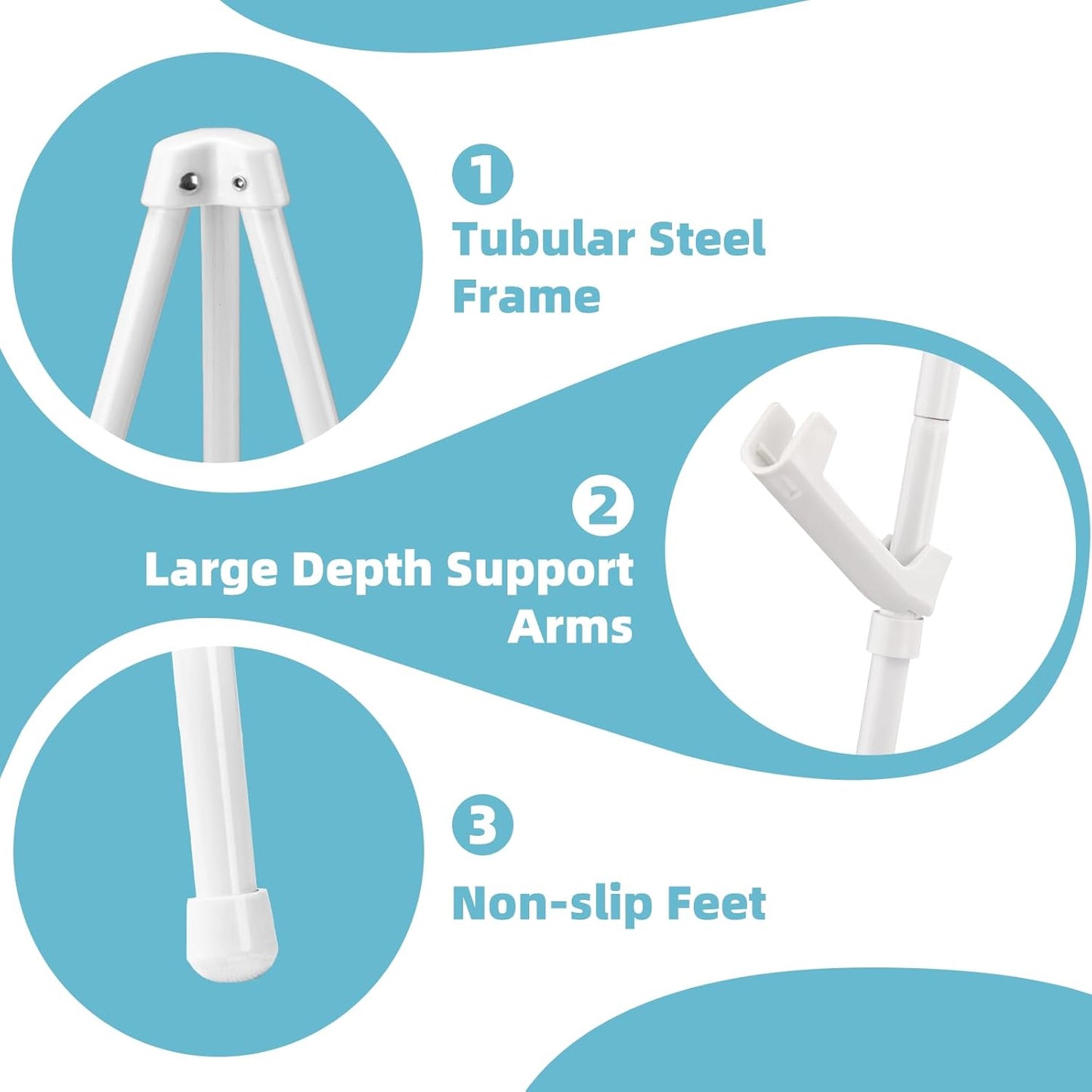 1PCS White Easel Stand for Wedding Sign Stand, 66 Inches Lightweight Adjustable Art Poster Board Stand for Display Wedding Welcome Sign, Metal Easel Stand for Painting with Portable Bag