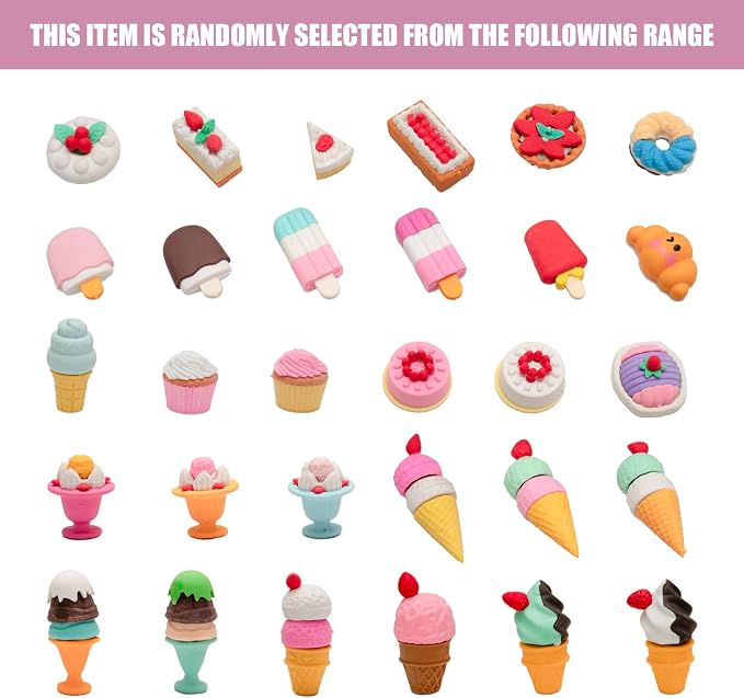30Pcs 3D Food Erasers for Kids, All are Food Styles, Random Desktop Pets Toys - Image 6
