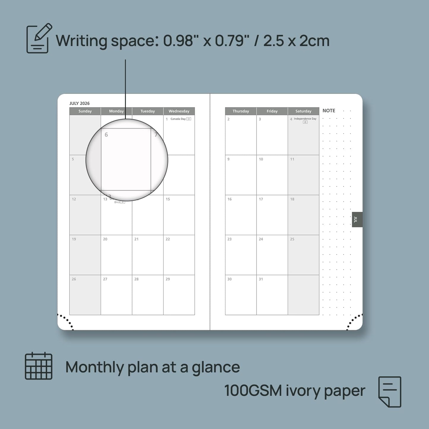 POPRUN Pocket Calendar 2026 (Small Size- 4'' x 6.25") Weekly and Monthly for Purse - Planner 2026 (Jan. 2026 - Dec. 2026) with Vegan Leather Soft Cover, Plastic Ruler, Pen Holder and More - Pacific Green
