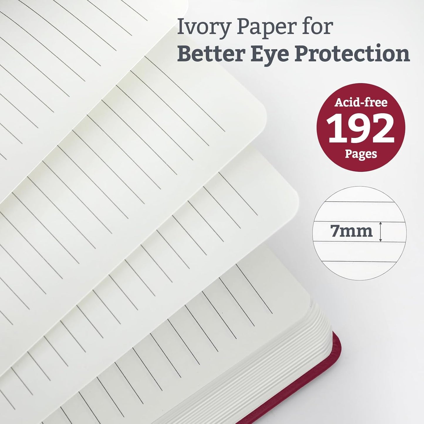 Hardcover Lined Bullet Dotted Journal Notebook, A5 140 192 Pages 100 120Gsm Paper College ruled for School,Work,Travel,and Daily Planning，5.7''*8.3'' (1, Burgundy, A5 Lined)