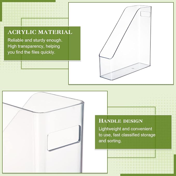6 Pcs Clear Acrylic Magazine File Holder Plastic Desk Organizer - Image 3