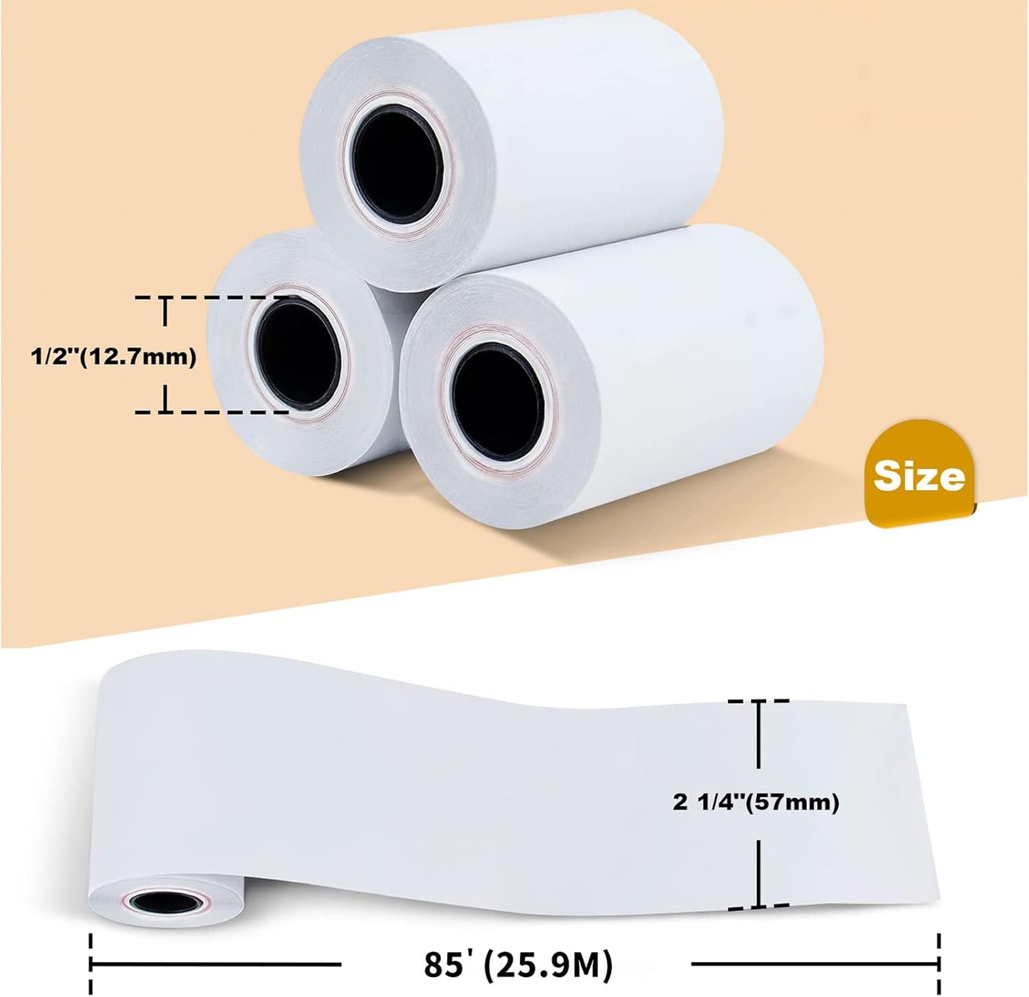 MFLABEL® 50 Rolls Thermal Paper (2 1/4" x 85') - POS Receipt Rolls for Cash Register, Credit Card Terminal, Square Reader, Clover & More | High-Sensitivity 48g Thermal Paper, BPA-Free, Sharp Print