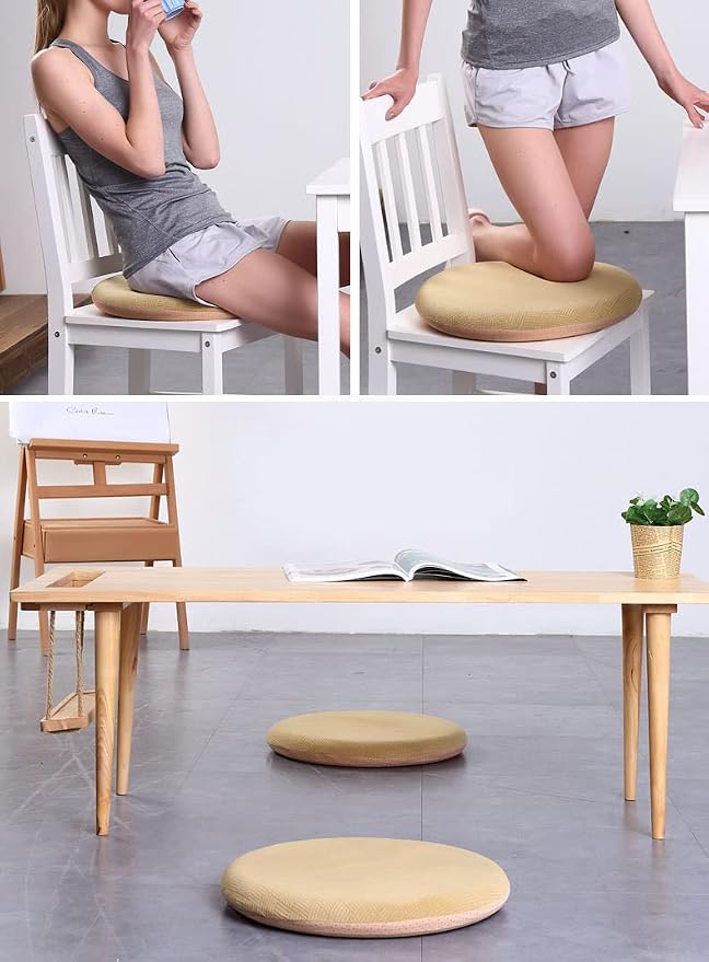 Sigmat Memory Foam Seat Cushion Anti-Slip Soft Round Chair Pad 18 Inch Coffee - Image 4