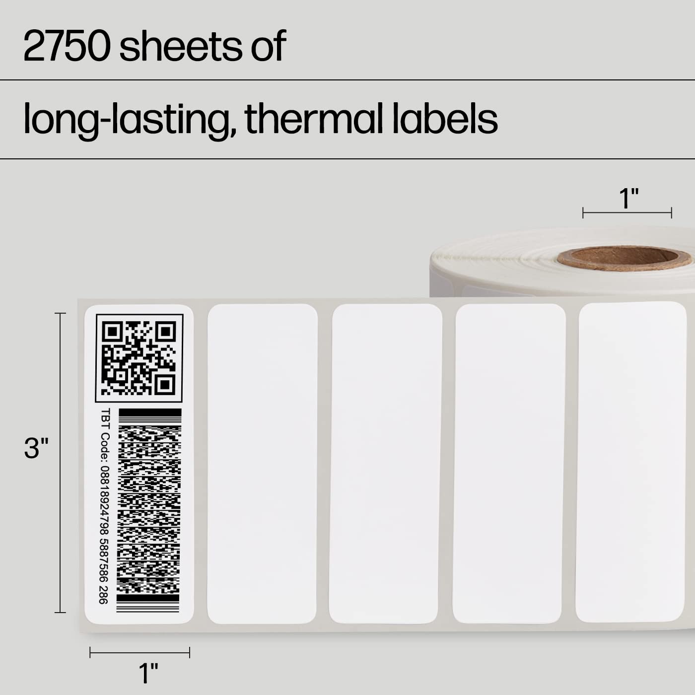 NEW HP WORKSOLUTIONS HPKER3X1PK2 3X1 LABEL 2 ROLLS OF 1375 (2750 SHEETS)