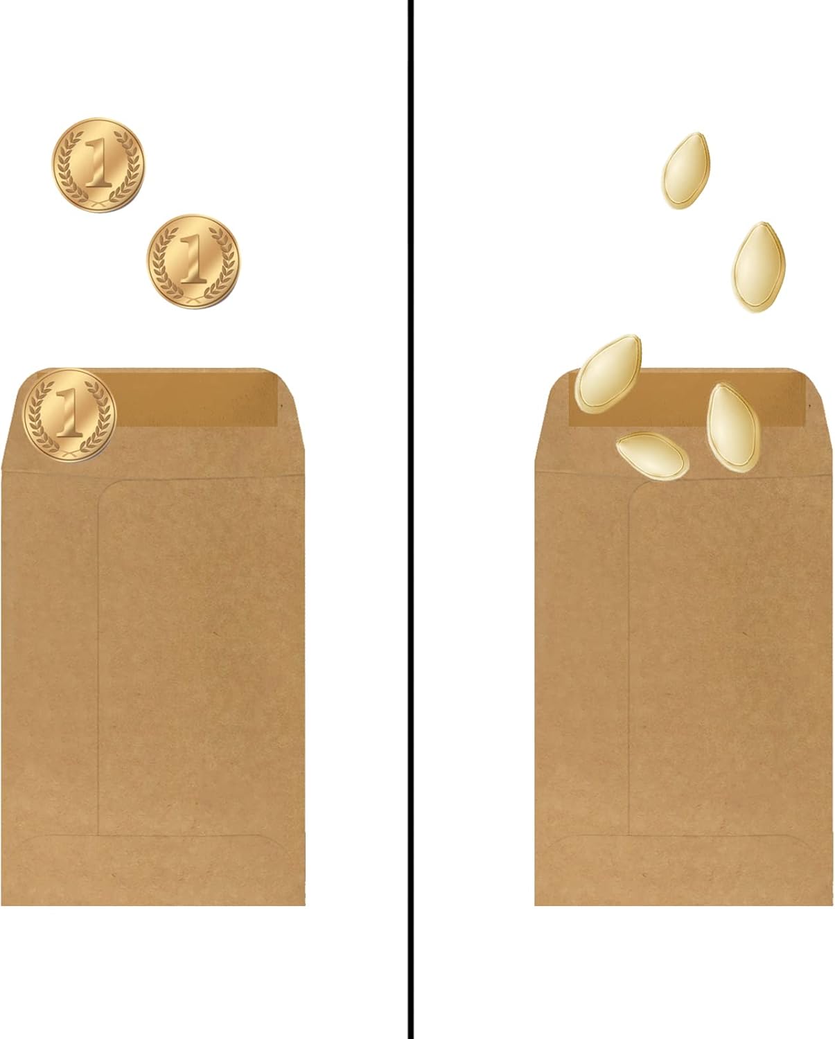 200 Pack #7 Kraft coin envelope 3.5 x 6.5 inches Kraft Envelopes Classic Small Parts Envelopes with Self Adhesive Gummed Flap for Coins Cash Credit Cards Seeds