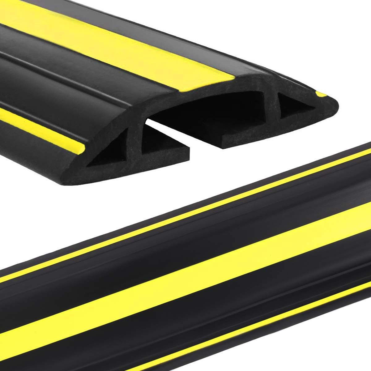 Eapele 6.5ft Cable Protector Cord Cover for Floor, Heavy Duty PVC Duct Easy to Unroll, Prevent Trip Hazard for Home Office or Outdoor Settings