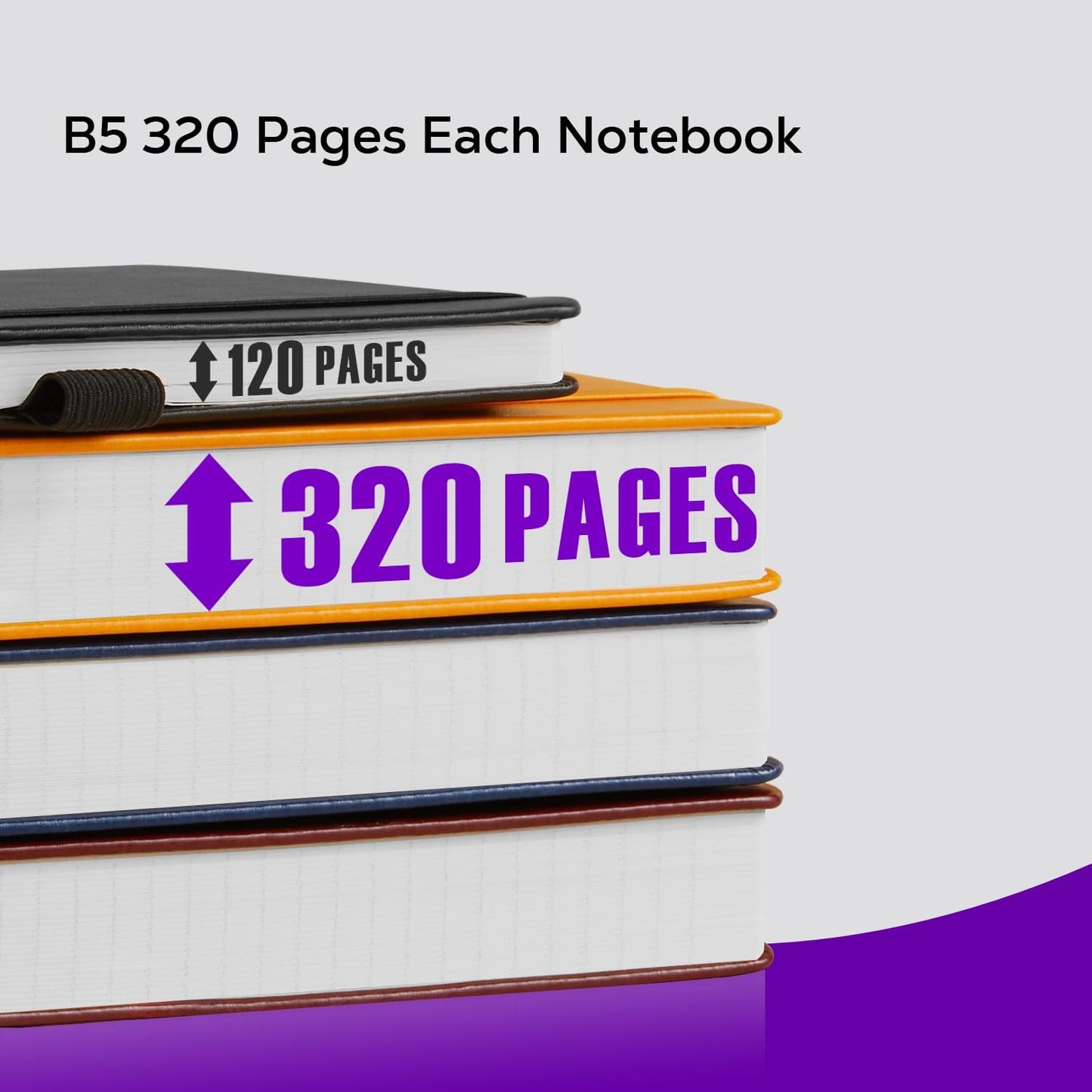 Lined Journal Notebook, 320 pages B5 College Ruled Notebook Journal for Writing Women and Men, Hardcover Leather Journal Notebook for School Office Work, 7.1'' X 10'', Pearlescent Purple Notebook