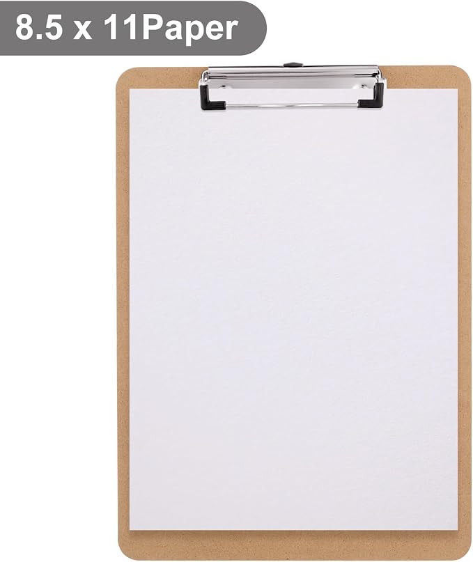 Wood Clipboards Set of 2, Letter Size Hardboard Clip Board 8.5x11 | A4 Standard - Image 5