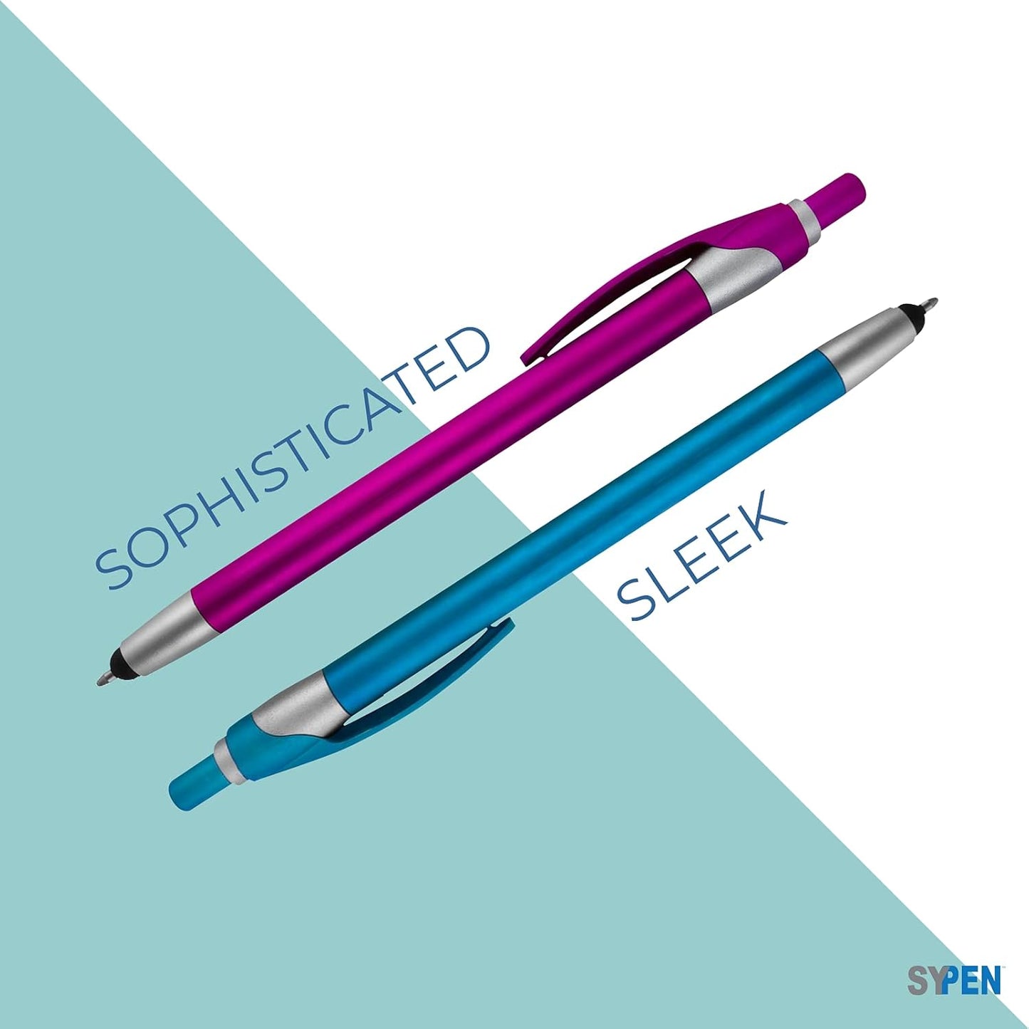 Personalized With your Custom Logo or Text Pens-Pack of 450- for Marketing, Parties, and Events, 2 in 1 Capacitive Stylus & Ballpoint Pen Compatible With Touchscreen Devices, Black Ink, Rose Pens