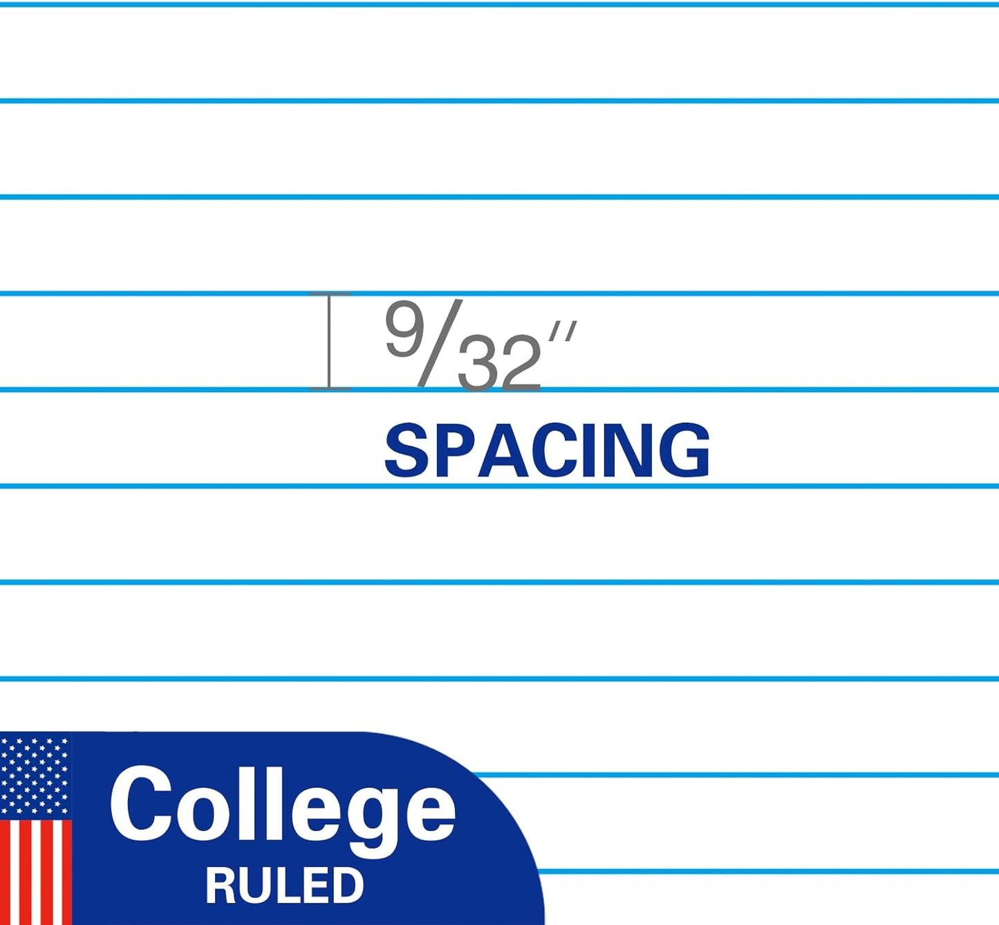 Loose Leaf Notebook Paper, 8"x10-1/2" College Ruled Lined Paper, 3 Hole Punched For 3 Ring Binder, 150 Sheets/Pack, 24PK Per Carton, 3600 Sheets, Made In USA