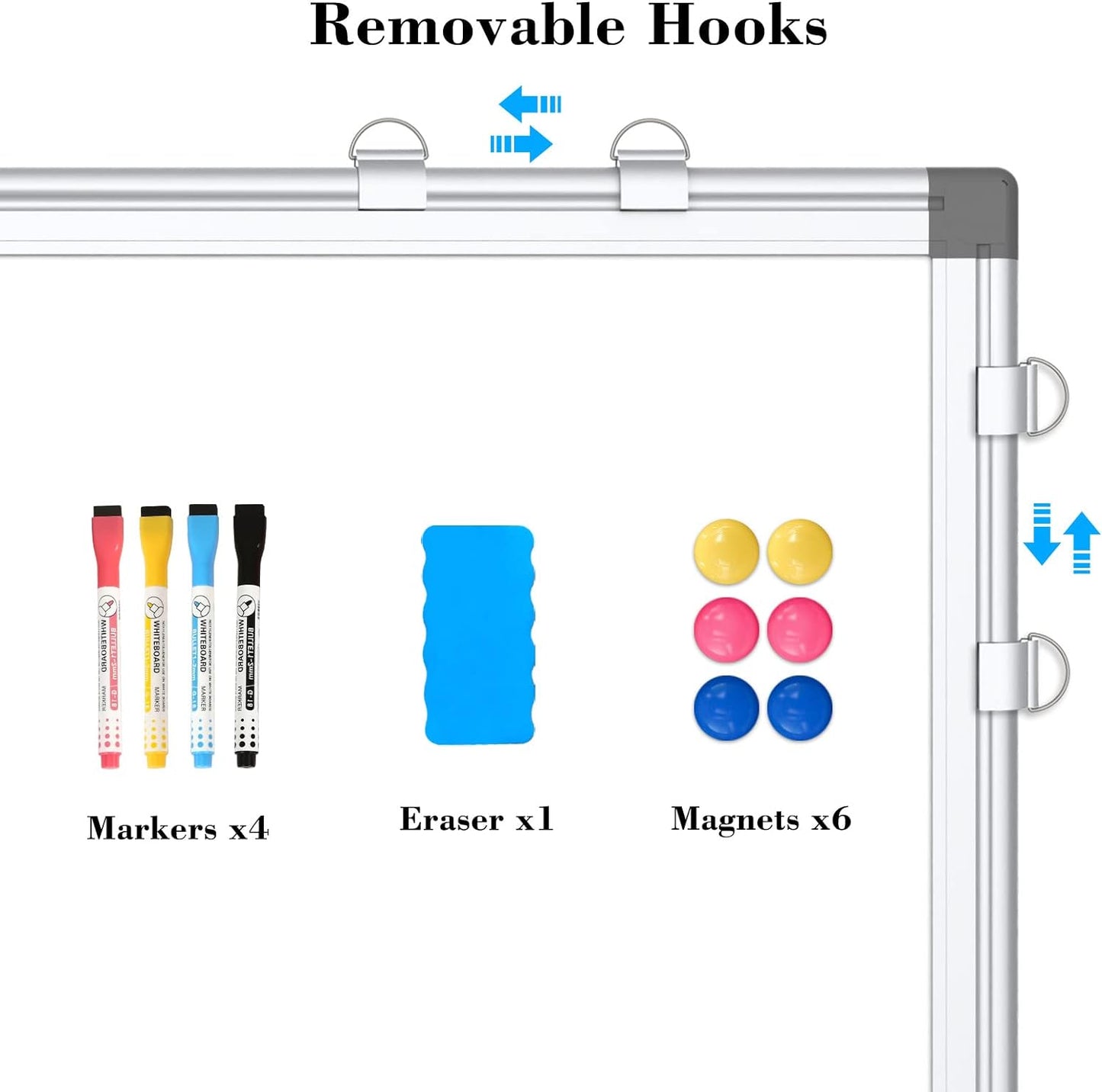 WALGLASS Combination Magnetic Whiteboard & Corkboard, 36"x24" Combo for School, Office & Home, Dry Erase Board with Removable Tray, Pins, Eraser, Markers & Magnets
