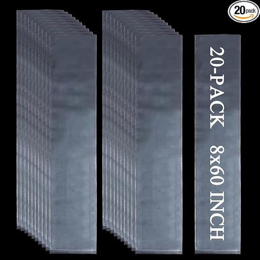 20PCS 8" x 60" Extra Long Clear Plastic Sleeves by Leyhooney