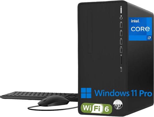 HP Pavilion Tower Desktop Computer, Intel 8-Core i7-10700F up to 4.8GHz, 32GB DDR4 RAM, 1TB PCIe SSD, GeForce GT 610 2GB, WiFi 6, Bluetooth, RJ-45, Type-C, KB & Mouse, Black, Windows 11 Pro, Tichang
