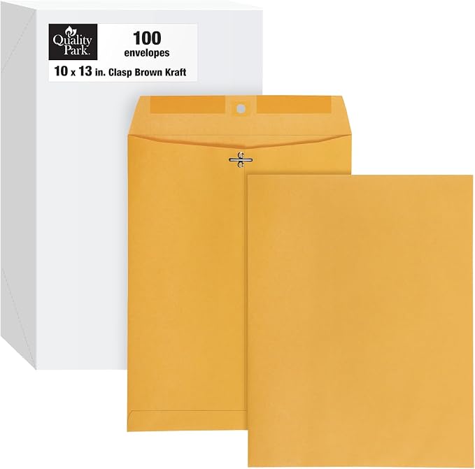 Quality Park 10 x 13 Clasp Envelopes, Moisture-Activated Adhesive by Quality+Park