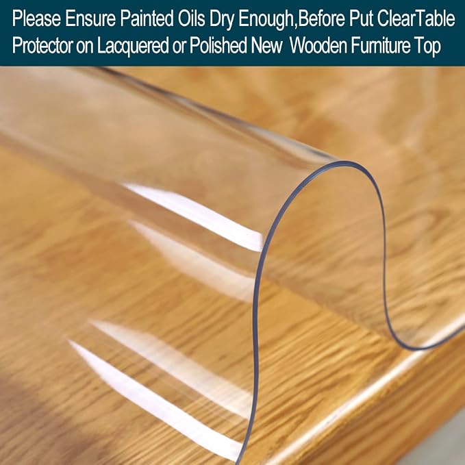 14x60 Clear PVC Table Protector Cover Clear Tablecloth Vinyl Plastic Desk Pad - Image 3