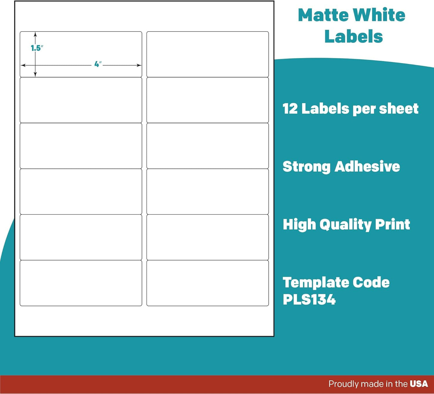 Premium Label Supply White Sticker Address Labels – 4" x 1.5" – Laser/Inkjet Compatible – (12 per Sheet), 500 Sheets – 6,000 Total Adhesive Labels