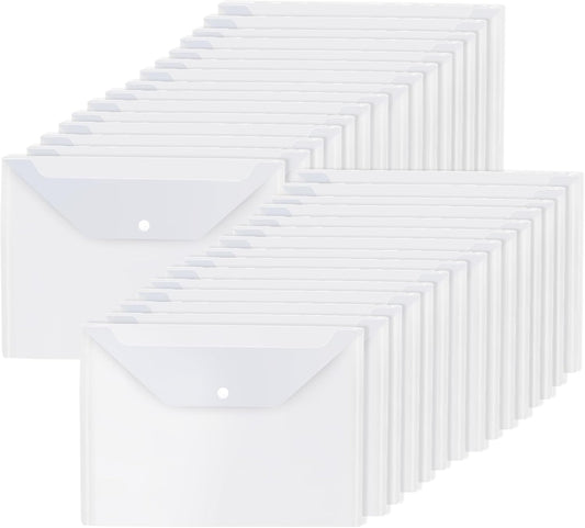 30 Pcs Plastic Folders for Documents - Clear File Folders Letter Size - A4 Plastic Envelopes with Snap Closure Filing Folders Organizer