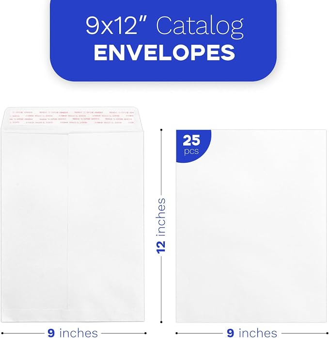 Geofun 9x12 Manilla Envelopes Self Seal 25 Pack, Large White Mailing Envelopes - Image 2