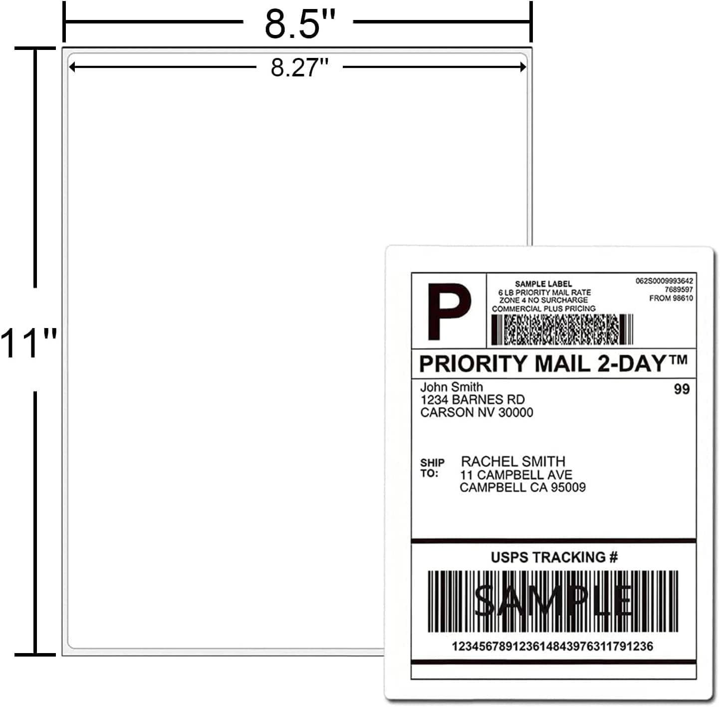 Full Sheet Labels 8.5 X 11, White Matte Sticker Paper, Laser/Inkjet Printing, 1 Up Shipping Mailing Address Storage Bin Stickers 8-1/2" x 11"(200 Sheets 200 Labels)