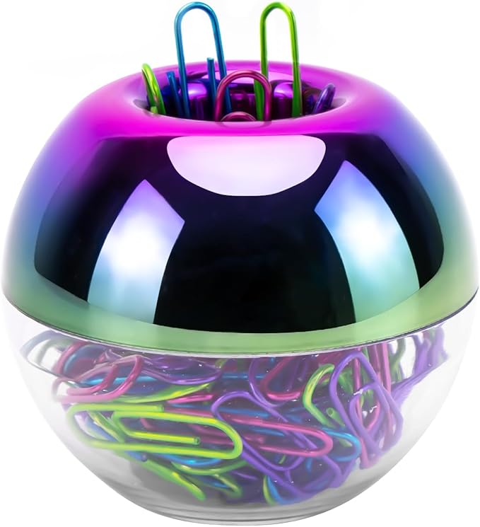 Rainbow Paper Clips Holder Medium Holographic Paper Clip Dispensers 100pcs 28mm by MEIYITIAN