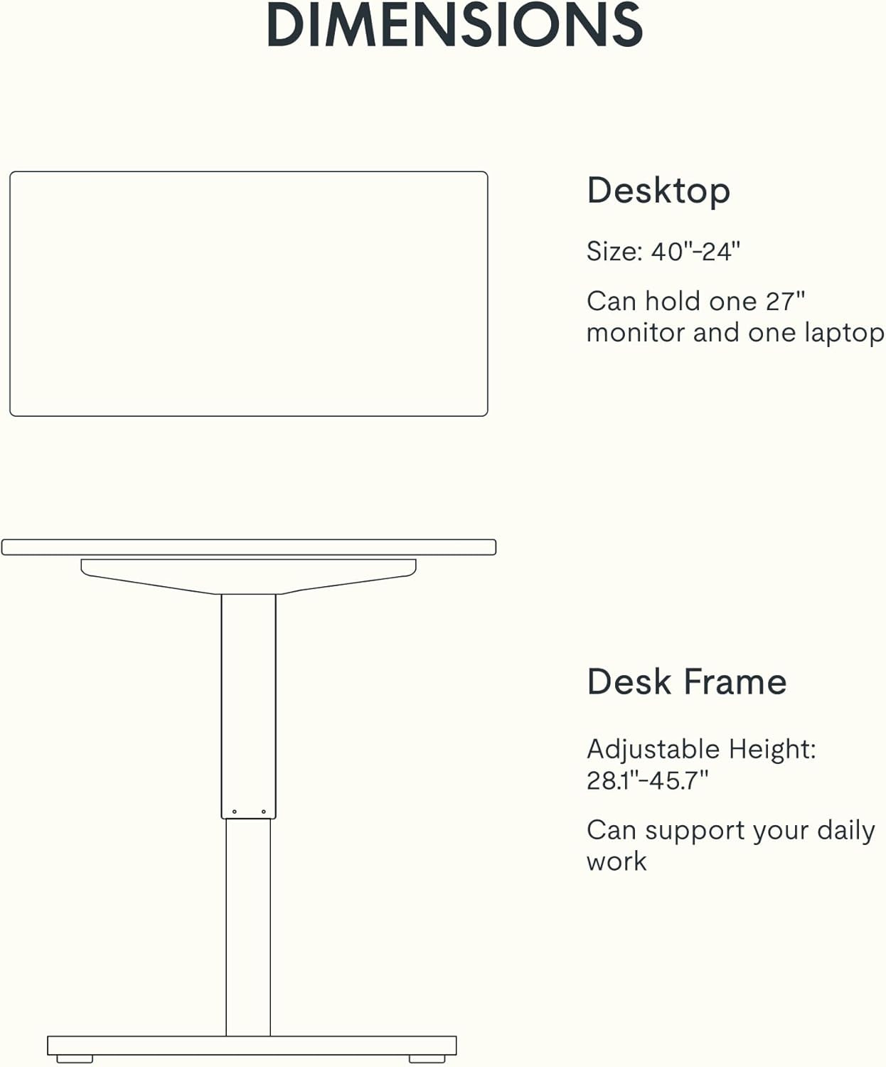 FLEXISPOT EN1 Whole-Piece Standing Desk 40" x 24" Electric Small Desk Height Adjustable Desk Sit Stand Desk Home Office Table (Black Frame + Maple Top, 2 Packages)