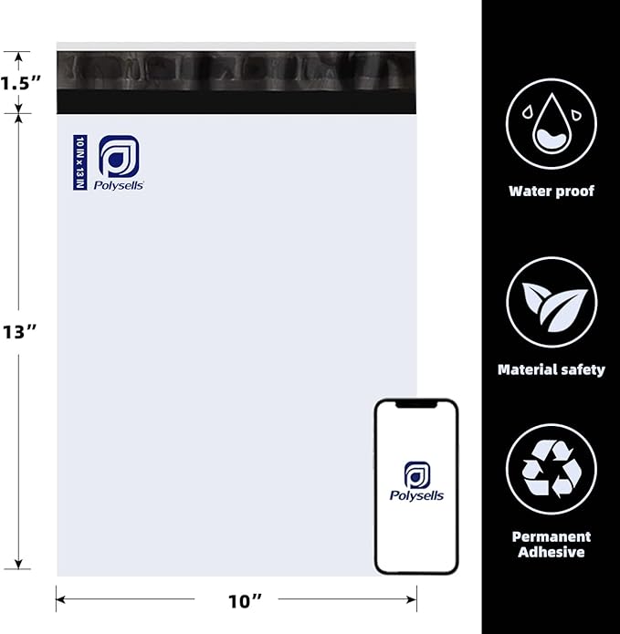 POLYSELLS 500 Pack 10x13 Inch Poly Mailers Shipping Envelopes, Strong Adhesive - Image 2