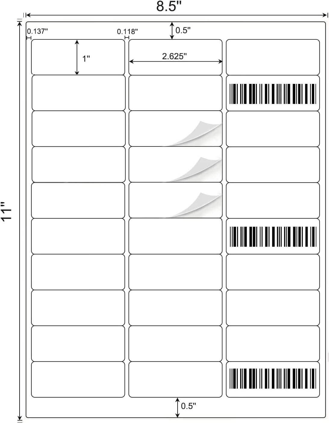 1" x 2-5/8" Shipping Address Labels 15000 Label Stickers Paper for Laser/Inkjet Printer 30 per Page Printable Mailing Labels - Matte, 500 Sheets