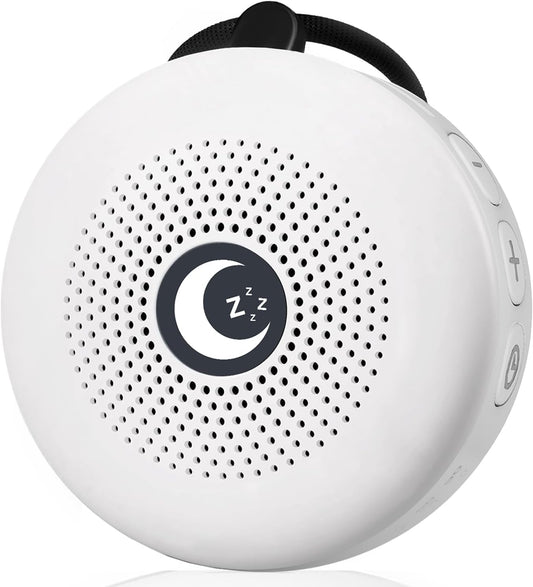 Sleepbox Sleep Sound Machine Portable Noise Machine with 30 Soothing Sounds 4 Timer Memory Function Rechargeable Battery 32 Volume Levels for Sleeping Traveling Relaxing for Baby Kids Adults (White)