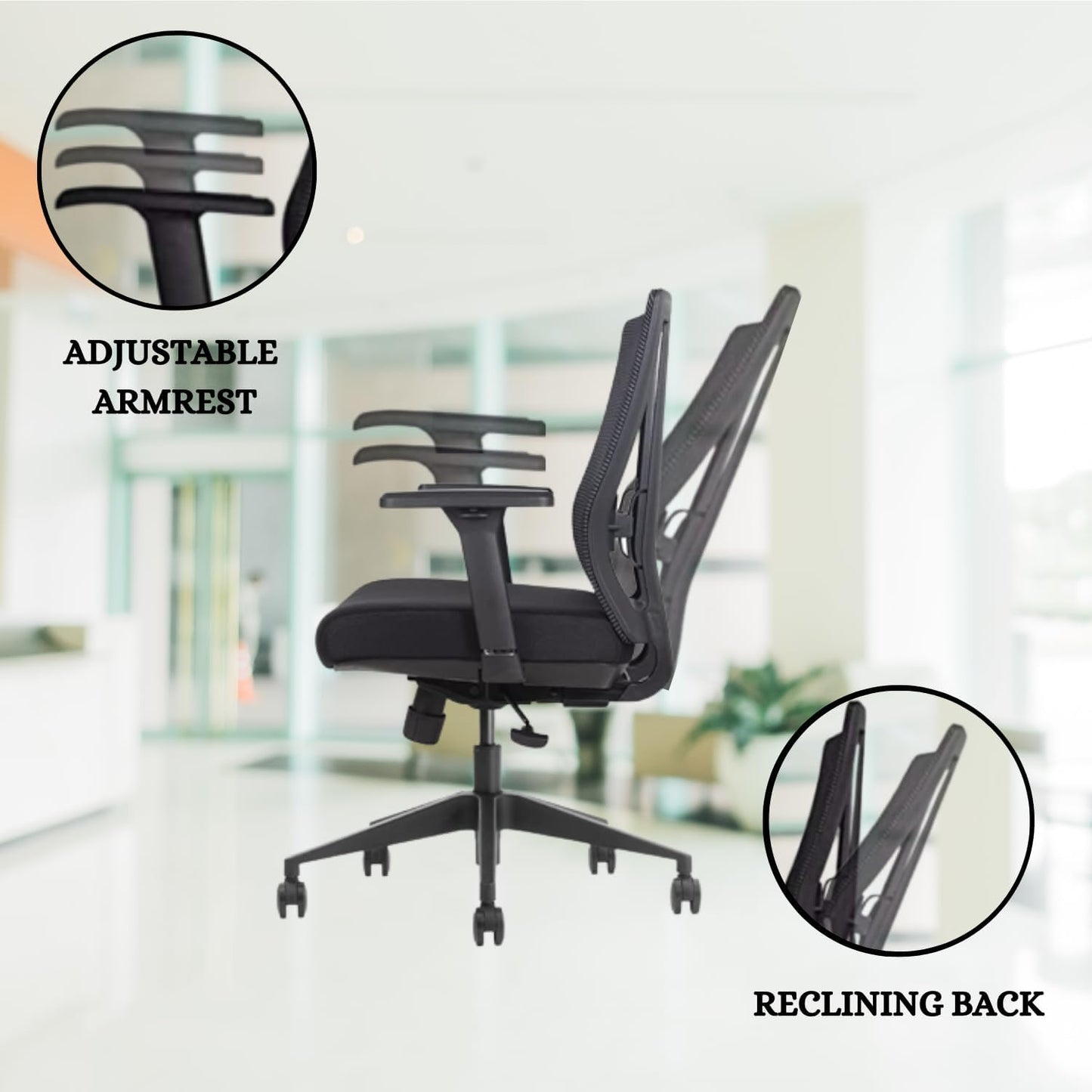 Bitchair Ergonomic Mesh Conference Room Chair - Adjustable Lumbar Support Computer Desk Chair with Height Adjustable Arms - Seat Depth Adjustable Office Chair - (Black) (Pack of 6)