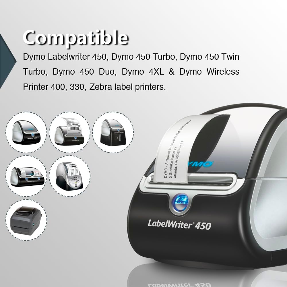 BETCKEY - Compatible DYMO 30252 (1-1/8" x 3-1/2") Address & Barcode Replacement Labels - Compatible with Rollo, DYMO Labelwriter 450, 4XL & Zebra Desktop Printers[6 Rolls/2100 Labels, Yellow]