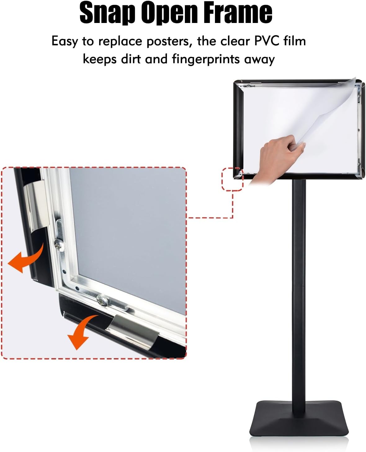 Sign Stand for Display, 11lbs Integrated Rod Heavy Duty Pedestal Floor Signage Stand Holder, for Outdoor or Indoor Advertising (11 x 17, Black, 3Pack)
