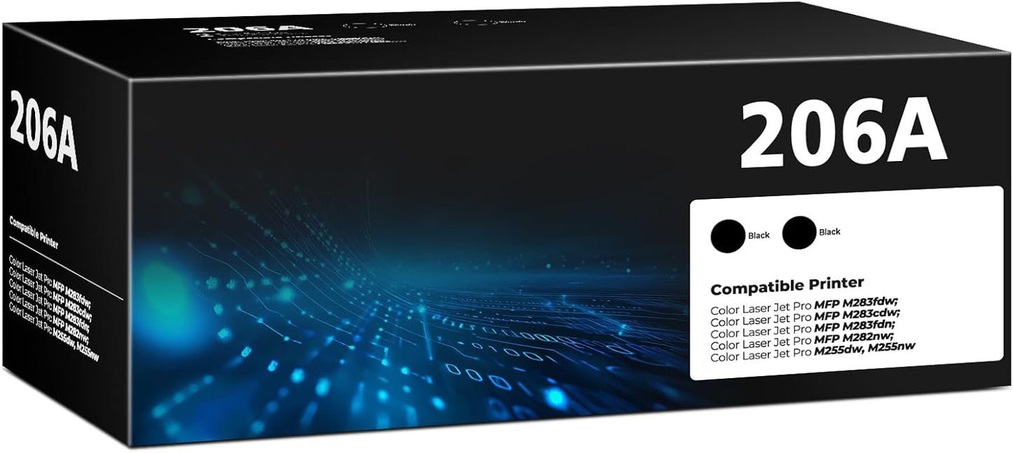 W2110A 206A Black Toner Cartridges for Laser Jet M283fdw M283cdw M255dw Compatible for HP 206A 206X W2110A Compatible with Color Laser Jet Pro MFP M283fdw M283cdw M283fdn Pro M255dw M255nw Printer