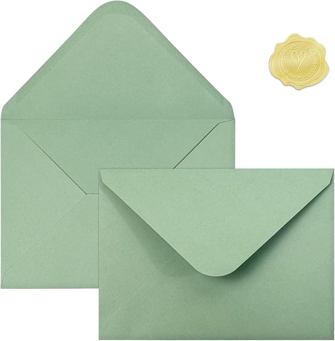 200 PCS Sage Green Colorful A7 Envelopes by YINUOYOUJIA