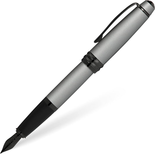 Cross Bailey Refillable Fountain Presented in a Premium Gift Box - Medium Point, Black Ink, Matte Gray